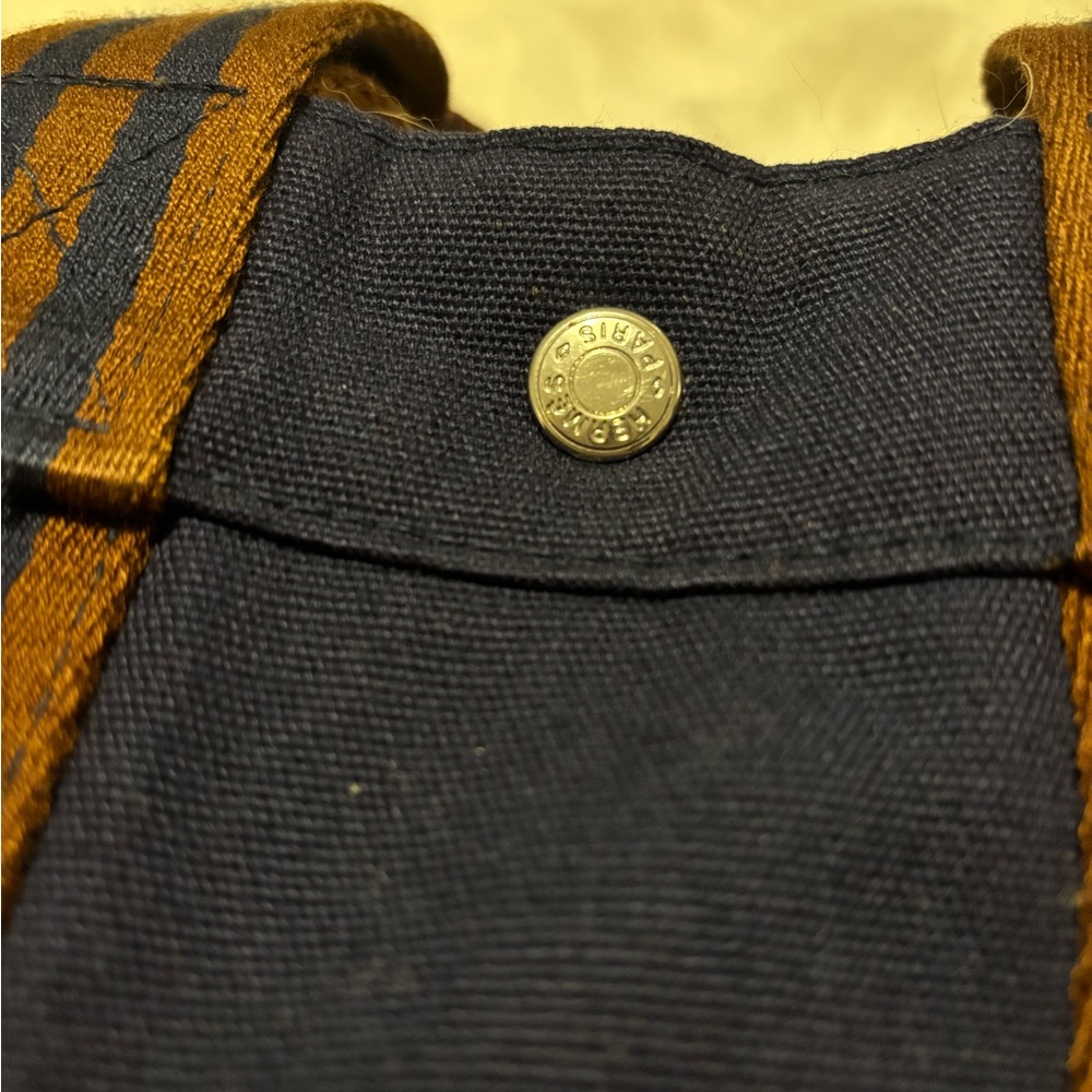 Hermes Navy Canvas Tote Bag - Picture 4 of 8